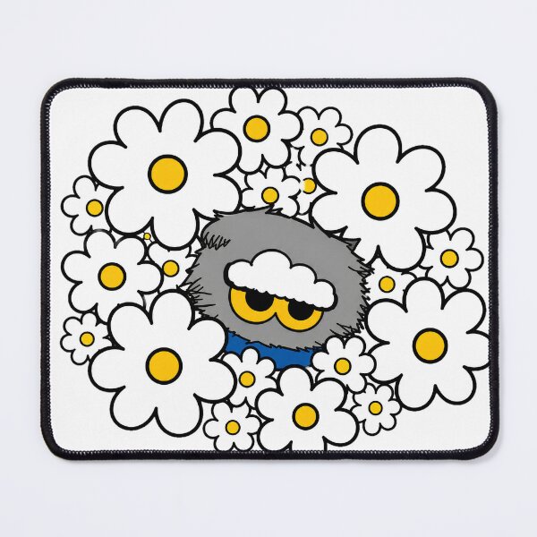 Item preview, Cute Sleepy Blue Fluffy Character with Daisies designed and sold by Talinowe.