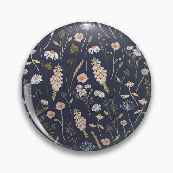 Item preview, Hand Painted Vintage Meadow Dark Floral on navy blue designed and sold by Moritza Jarman Design.