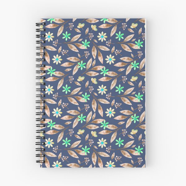 Item preview, Navy Ditsy Floral Pattern with Autumn Leaves and Star Flowers designed and sold by 555Design.