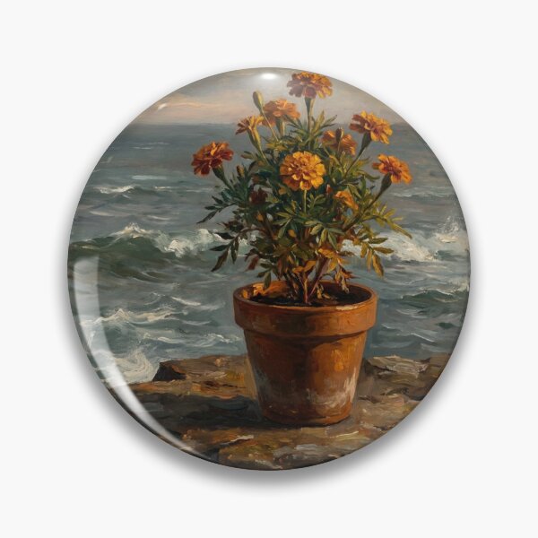 Item preview, Sunlit Marigold Flower Portrait in Winslow Homer Realism Style designed and sold by OddlySticky.