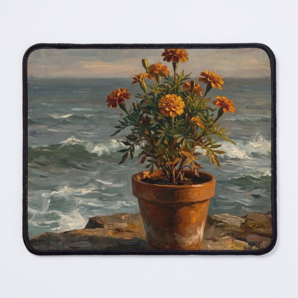 Item preview, Sunlit Marigold Flower Portrait in Winslow Homer Realism Style designed and sold by OddlySticky.