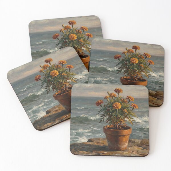 Item preview, Sunlit Marigold Flower Portrait in Winslow Homer Realism Style designed and sold by OddlySticky.