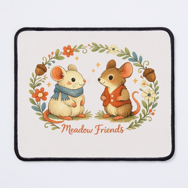 Item preview, Meadow Friends Cute Woodland Mice Floral Cottagecore Illustration designed and sold by inkoutninja.