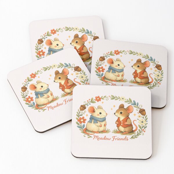 Item preview, Meadow Friends Cute Woodland Mice Floral Cottagecore Illustration designed and sold by inkoutninja.
