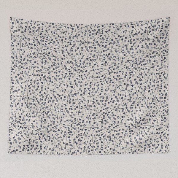 Item preview, Hand Painted Vintage Meadow Vine on navy blue and cream designed and sold by Moritza Jarman Design.