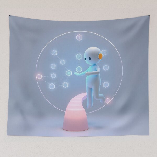Item preview, Cute Spiritual Robot Meditation Art designed and sold by IntelliMindDesigns.