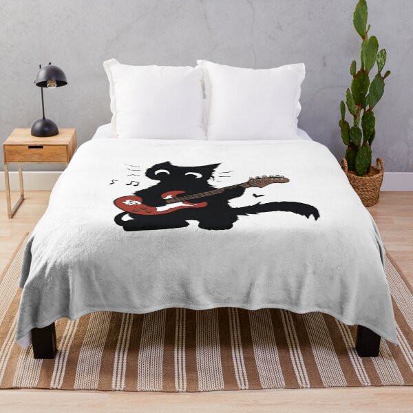 Item preview, Cute Black Cat Playing Electric Guitar Funny Rock Music Graphic T-Shirt designed and sold by blawdi.