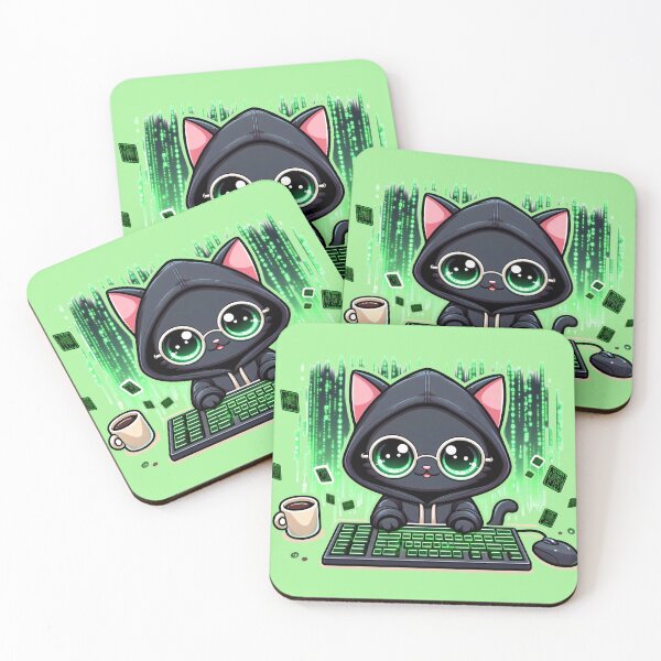 Item preview, Copy of Cute Hacker Cat Coding with Green Matrix Code designed and sold by Nadiename.