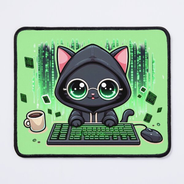 Item preview, Copy of Cute Hacker Cat Coding with Green Matrix Code designed and sold by Nadiename.