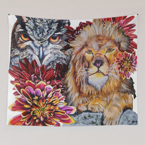 Item preview, Lion, Owl, Chrysanthemums Color 1 designed and sold by nastiaart.