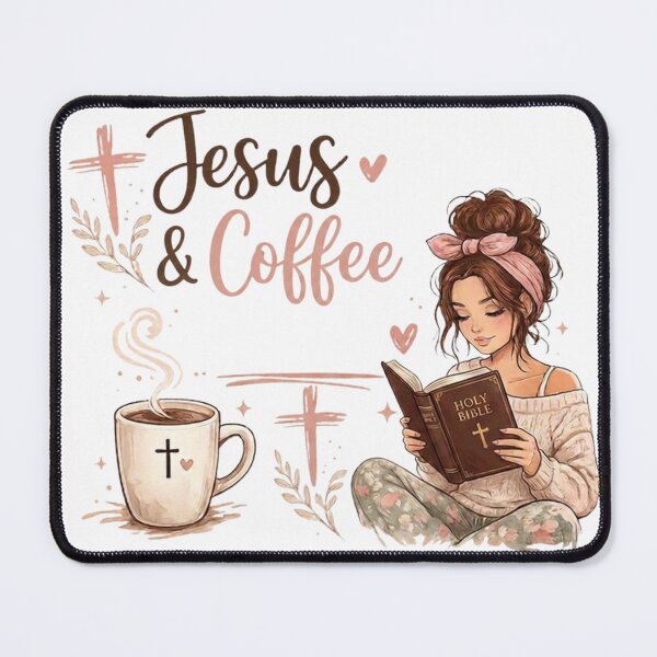 Item preview, Jesus & Coffee | Christian Cozy Girl Bible Reading Design | Faith Coffee Lover | Christian Aesthetic designed and sold by Jas-Mine Croche & More LLC.