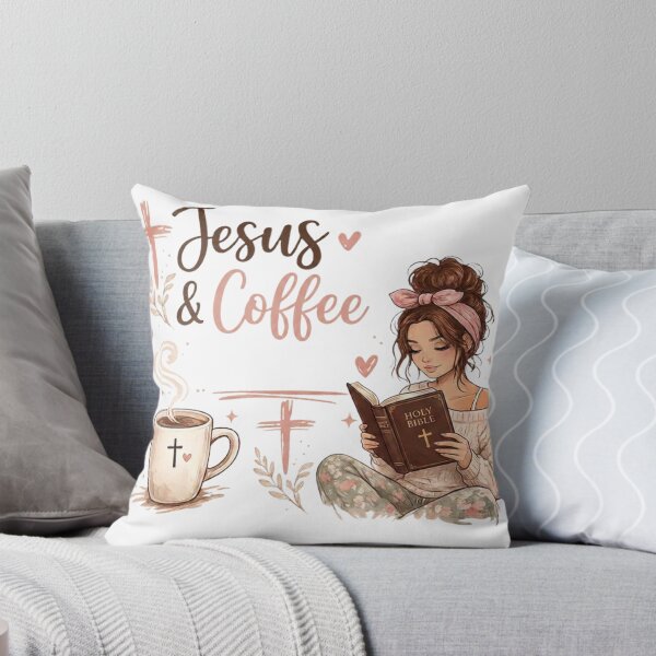 Item preview, Jesus & Coffee | Christian Cozy Girl Bible Reading Design | Faith Coffee Lover | Christian Aesthetic designed and sold by Jas-Mine Croche & More LLC.
