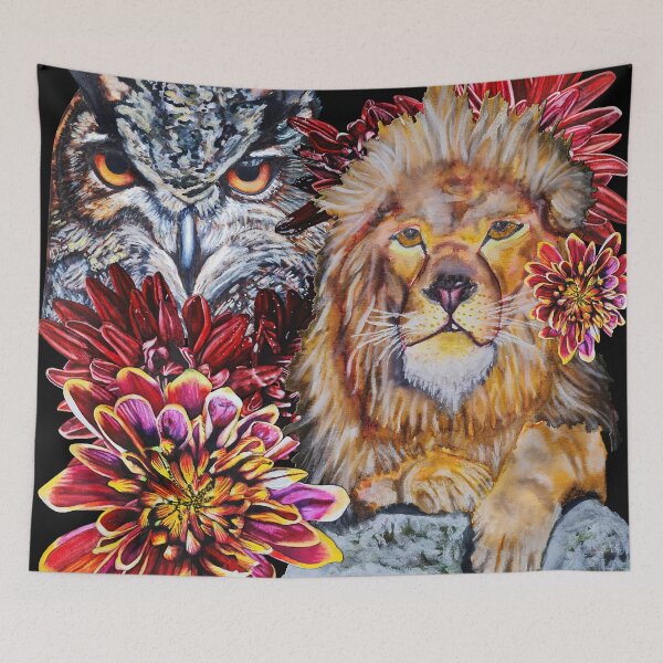 Item preview, Lion, Owl, Chrysanthemums Color 3 designed and sold by nastiaart.