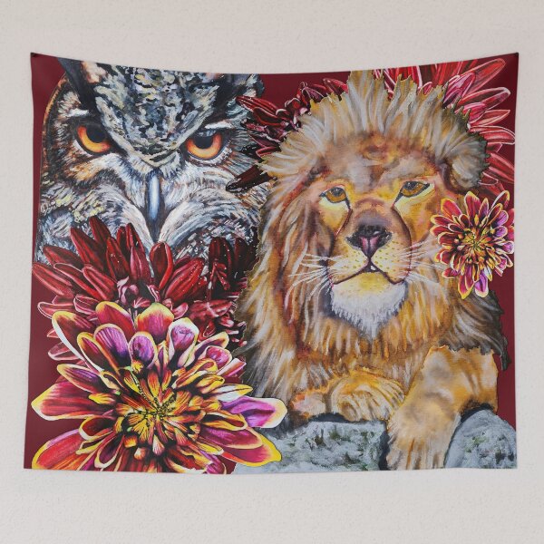 Item preview, Lion, Owl, Chrysanthemums Color 4 designed and sold by nastiaart.