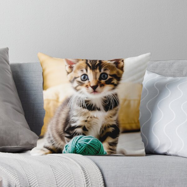 Item preview, Animals - Tabby Kitten and Ball of Yarn, Heartwarming Domestic Scene designed and sold by World-Pets.