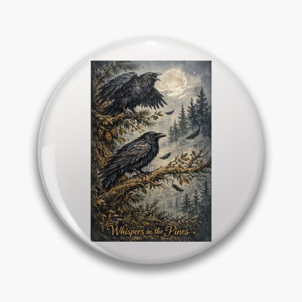 Item preview, Whispers in the Pines Ravens and Full Moon Dark Forest Illustration designed and sold by inkoutninja.