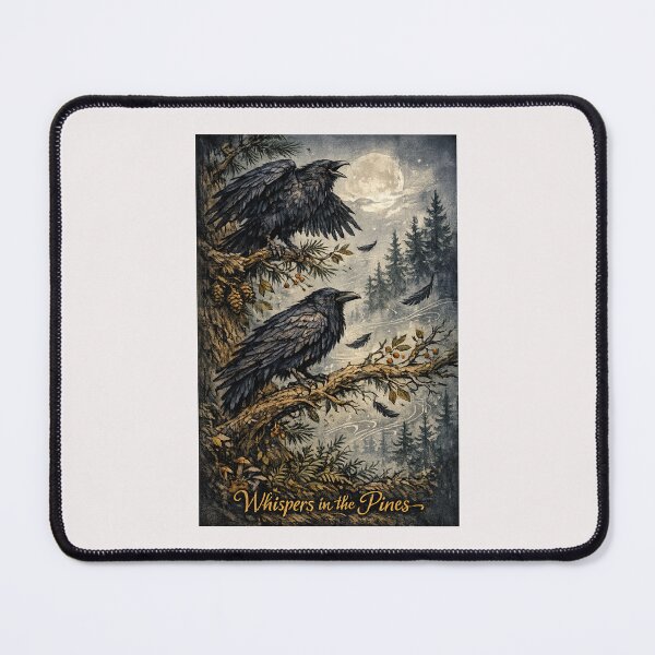 Item preview, Whispers in the Pines Ravens and Full Moon Dark Forest Illustration designed and sold by inkoutninja.