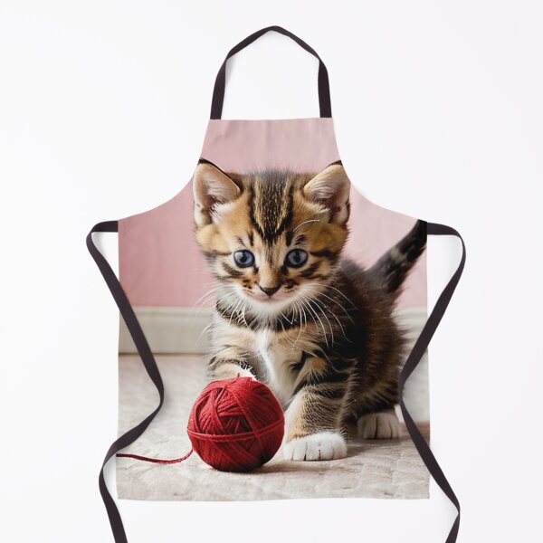 Item preview, Animals - Tabby Kitten Playing with a Red Ball of Yarn, Sweet and Modern Scene designed and sold by World-Pets.