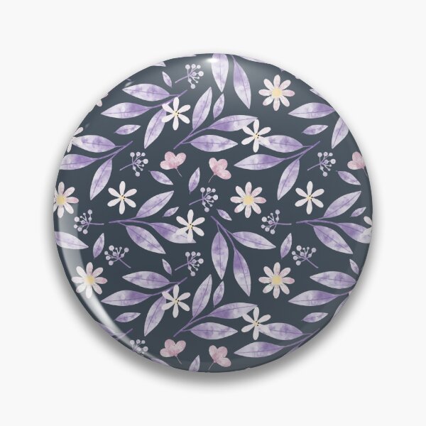 Item preview, Dense Navy Ditsy Floral Pattern with Lavender Leaves and Cream Flowers designed and sold by 555Design.