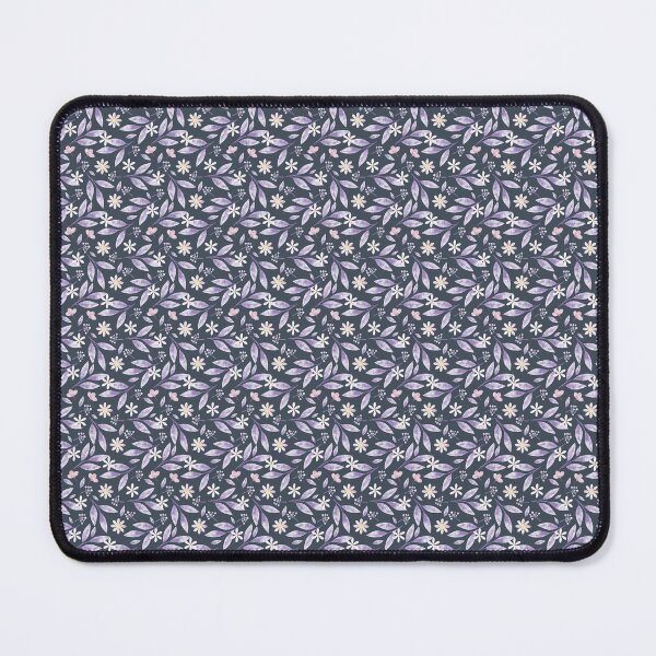 Item preview, Dense Navy Ditsy Floral Pattern with Lavender Leaves and Cream Flowers designed and sold by 555Design.