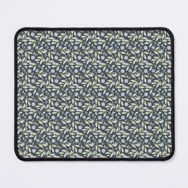 Item preview, Dense Navy Ditsy Floral Pattern with Golden Leaves and White Flowers designed and sold by 555Design.