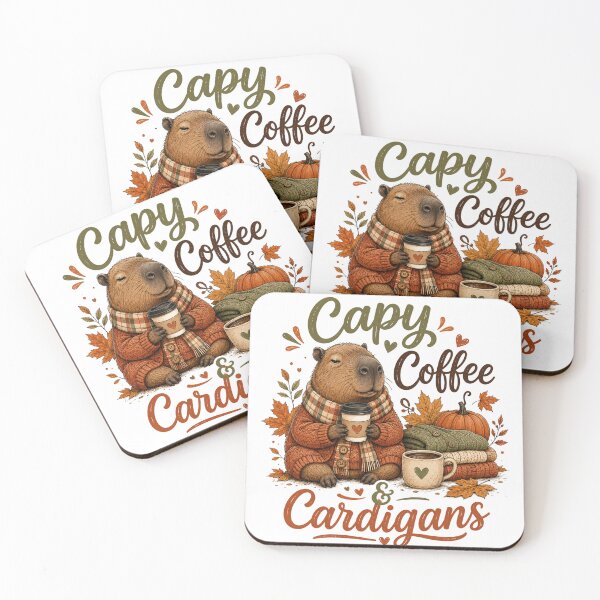 Item preview, Capy, Coffee & Cardigans | Cozy Autumn Capybara Fall Graphic designed and sold by MigsShop.