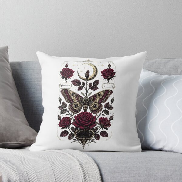 Item preview, Gothic Moth & Roses – Dark Cottagecore Moon Design designed and sold by suechtmpoa.