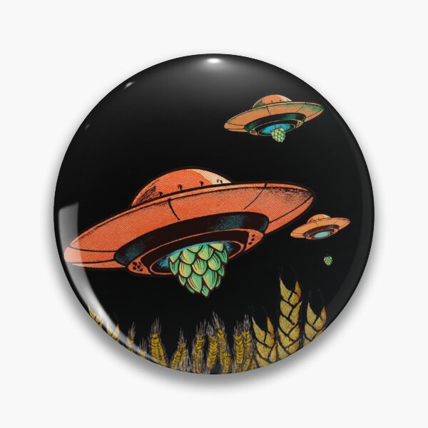 Item preview, UFO Hops and Barley Field - Retro Craft Beer Alien Abduction Art designed and sold by pulse_retail.