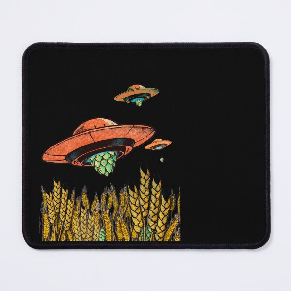 Item preview, UFO Hops and Barley Field - Retro Craft Beer Alien Abduction Art designed and sold by pulse_retail.