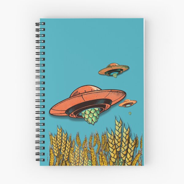 Item preview, UFO Hops and Barley Field - Retro Craft Beer Alien Abduction Art designed and sold by pulse_retail.