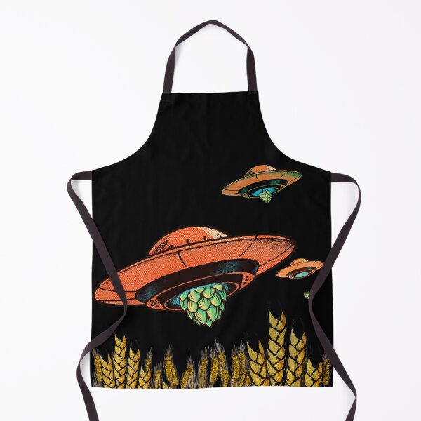 Item preview, UFO Hops and Barley Field - Retro Craft Beer Alien Abduction Art designed and sold by pulse_retail.