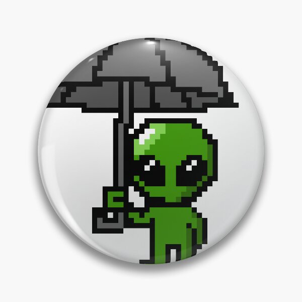 Item preview, Pixelated alien holding an umbrella designed and sold by Rainy Day Pixels.