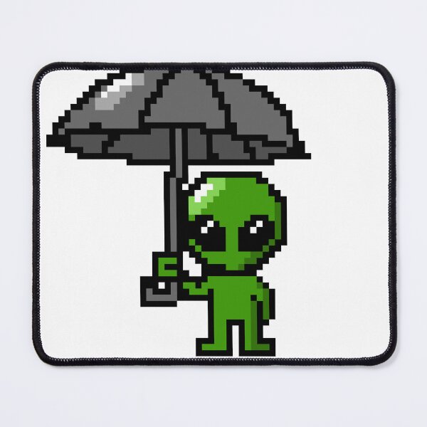 Item preview, Pixelated alien holding an umbrella designed and sold by Rainy Day Pixels.