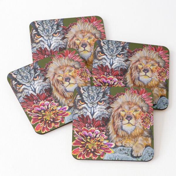 Item preview, Lion, Owl, Chrysanthemums Color 10 designed and sold by nastiaart.