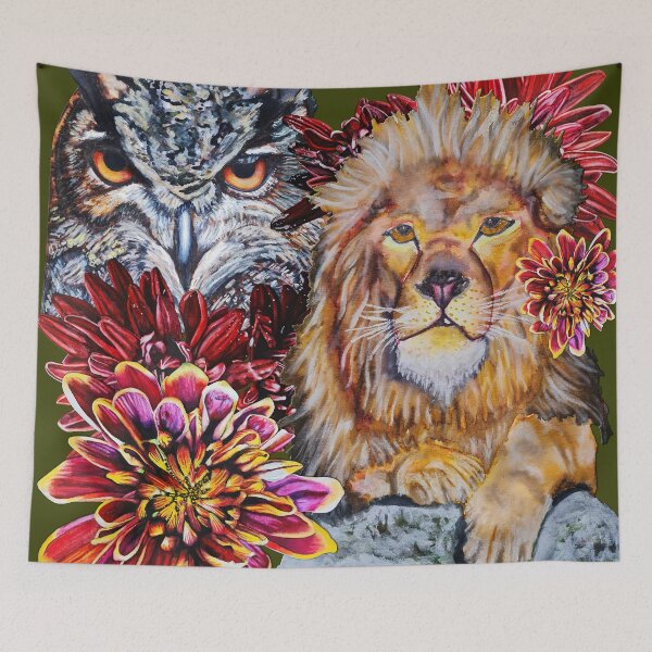 Item preview, Lion, Owl, Chrysanthemums Color 10 designed and sold by nastiaart.