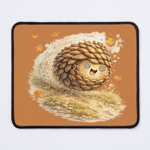 Item preview, Kawaii Pinecone Illustration – Cute Rolling Autumn Pinecone Kinetic Art designed and sold by MagicMakerPh.