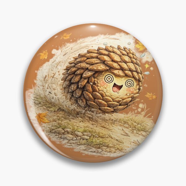 Item preview, Kawaii Pinecone Illustration – Cute Rolling Autumn Pinecone Kinetic Art designed and sold by MagicMakerPh.