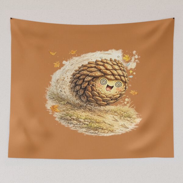 Item preview, Kawaii Pinecone Illustration – Cute Rolling Autumn Pinecone Kinetic Art designed and sold by MagicMakerPh.
