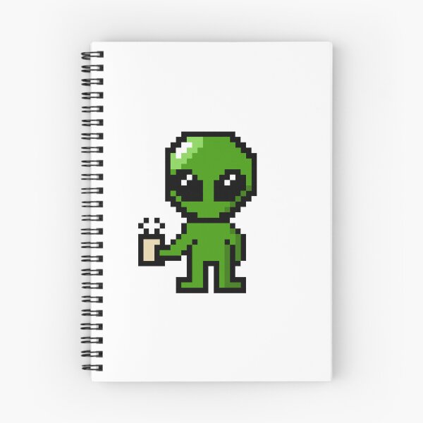 Item preview, Alien pixelado sosteniendo un café designed and sold by Rainy Day Pixels.