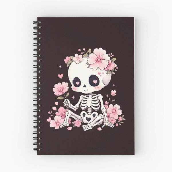 Item preview, Cute Skeleton with Pink Flowers Kawaii Gothic designed and sold by SweetLilith.