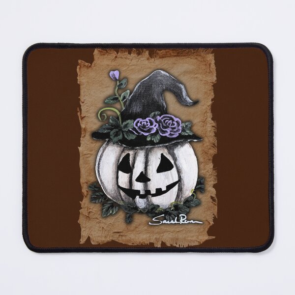 Item preview, Gothic White Jack-o'-Lantern with Witch Hat & Purple Roses designed and sold by ArtistsAtticWI.