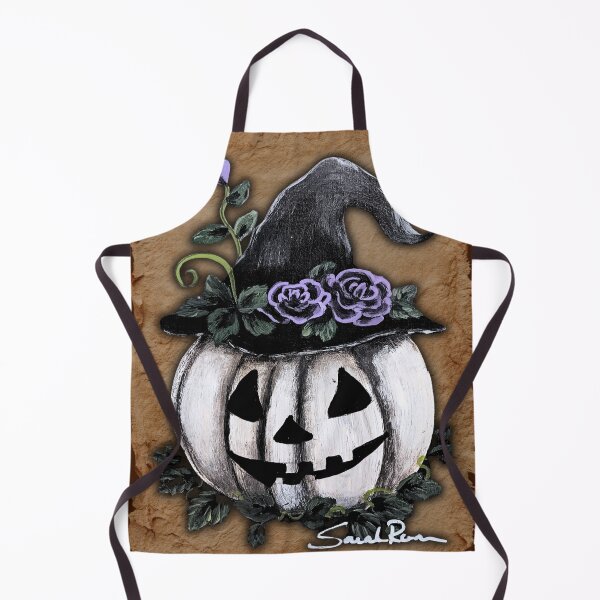 Item preview, Gothic White Jack-o'-Lantern with Witch Hat & Purple Roses designed and sold by ArtistsAtticWI.
