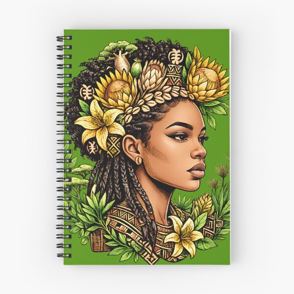 Item preview, African Queen with Adinkra Crown and Tropical Flowers designed and sold by digitalbob60.