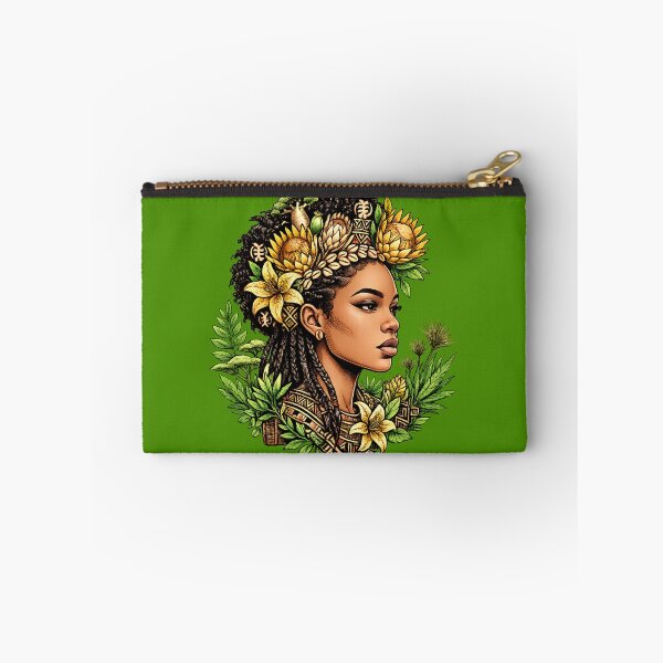 Item preview, African Queen with Adinkra Crown and Tropical Flowers designed and sold by digitalbob60.