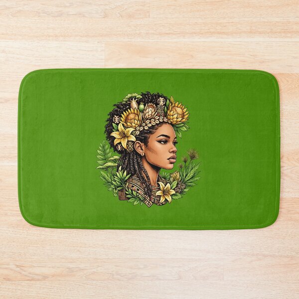 Item preview, African Queen with Adinkra Crown and Tropical Flowers designed and sold by digitalbob60.