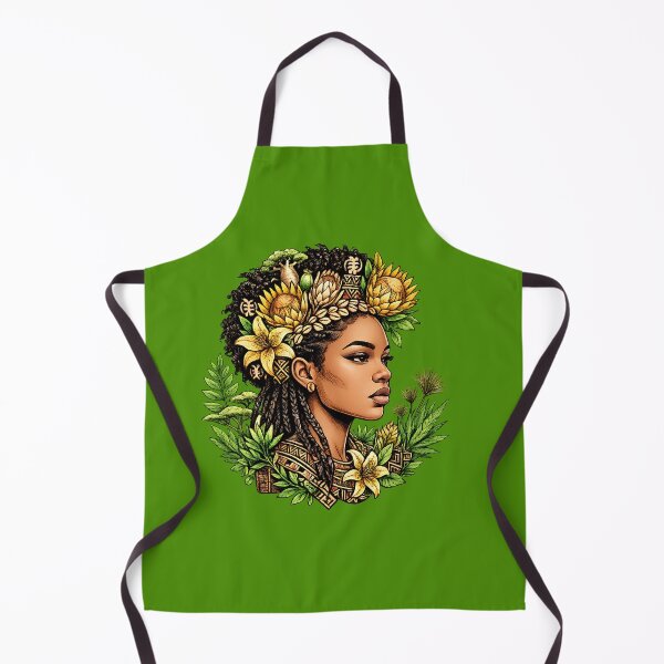 Item preview, African Queen with Adinkra Crown and Tropical Flowers designed and sold by digitalbob60.