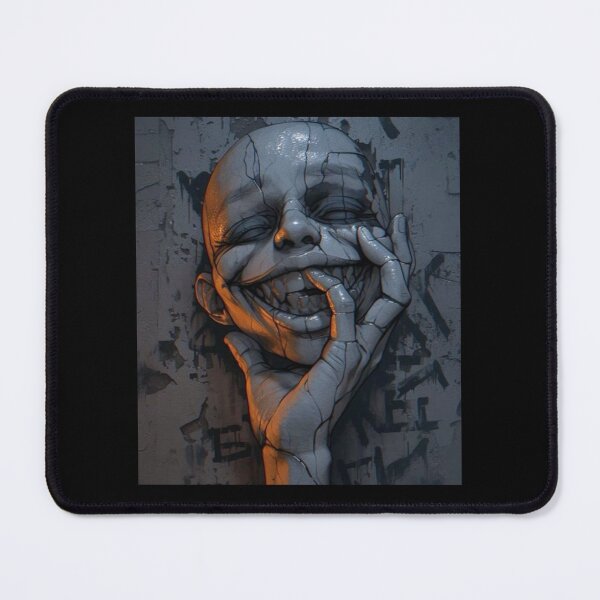 Item preview, Fractured Smile" Dark Surrealism Graphic: Gothic Ceramic Face Illustration designed and sold by UrbanCanvas 111.