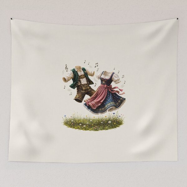 Item preview, Funny Bavarian Folk Dance Gift – "Wo Musik spielt, tanzen sogar Tracht und Dirndl!"  designed and sold by Alpine-Ink.
