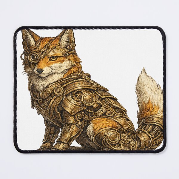 Item preview, Clockwork Fox – Steampunk Mechanical Animal Illustration designed and sold by بيعها | Bee3ha.