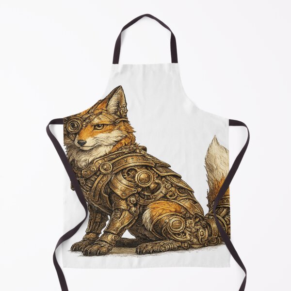 Item preview, Clockwork Fox – Steampunk Mechanical Animal Illustration designed and sold by بيعها | Bee3ha.